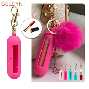 Thời Trang <span class=keywords><strong>Silicone</strong></span> Son Môi Chủ Với Keychain Bảo Vệ Bìa Chống Xước Lip Balm Lưu Trữ Di Động Cho Nhà Trường Du Lịch - Product Image 1