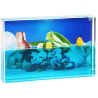 Cadre photo liquide en acrylique pour la fête de Pâques, 4*6 pouces, avec lapin, œuf, eau bleue, aqua, flotteurs personnalisés, souvenir de vacances, décoration