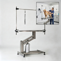 Table de toilettage pour chien professionnelle à structure en Z hydraulique, pieds en acier inoxydable, grande table de toilettage pour animaux de compagnie, réglable de 57 à 92 cm