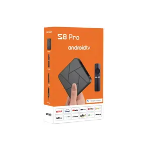 OEM ATV OS S8 pro 4k HD reprodutor de mídia controle remoto de voz inteligente 4gb 32gb set top box tv digital android box comparar com Q8 atv