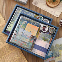 Set de 155 Piezas de Papelería Vintage A6, Cuaderno Cuadriculado, Cintas Adhesivas Washi, Notas Adhesivas, Tarjetas, Scrapbook, Caja de Regalo, Bloc de Notas con Pinturas al Óleo de Van Gogh
