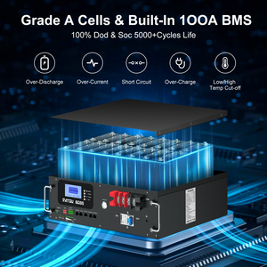 พร้อมส่ง100AH ลิเธียมไอออน51.2V ราว LiFePO4แบตเตอรี่เซิร์ฟเวอร์พลังงานแสงอาทิตย์อินเวอร์เตอร์นอกกริด5.12KWH แบตเตอรี่ - Product Image 6