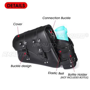 Bolsas Laterales para Motocicleta, Bolsa de Herramientas de Cuero PU con Porta Botella de Agua, Bolsa de Equipaje Estilo Cafe Racer, Impermeable, Universal para Cruiser Custom - Product Image 3