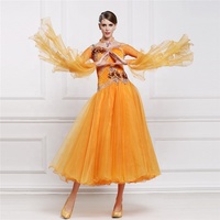 Robe de danse de salle de bal orange, col rond, tenue de bal, manches longues, orange, pour filles, nouveau style, B-14764