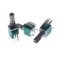 Potentiomètre vertical RK097 unipolaire avec interrupteur, 5 broches à pattes courbées avec bouton rotatif B10K 50K 100K, axe de 15 mm