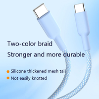 Cable de Datos USB Tipo-C a Tipo-C de Carga Rápida de 60w y 3a, Trenzado de Nailon Azul de 1m 2m 3m OEM para Teléfono Móvil IPhone15 16 Puls