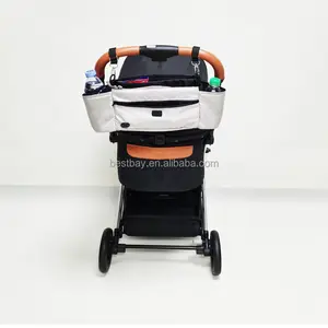 Baby Stroller Organizer Bag Stroller Accessories Hanger Bag With 2 Cup Holders Tissue Pockets