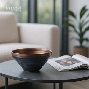 Maceta de cerámica esmaltada de Metal de lujo moderna <span class=keywords><strong>Merlin</strong></span> Living para decoración de jardín y jardineras para jardinería - Product Image 1