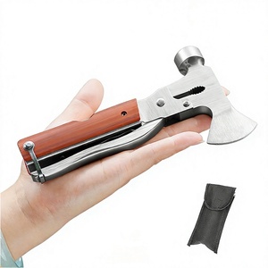 Marteau de sécurité multifonctionnel 4-en-1 pour voiture, brise-vitre, coupe-ceinture, outil d'évacuation d'urgence avec poignée en bois - Product Image 3