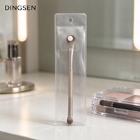 Pochette cosmétique transparente en EVA, refermable avec bouton, trou de suspension, impression offset, logo personnalisé
