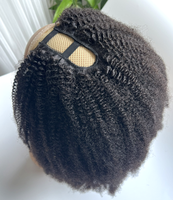 Perruque U-Part 4C Afro Kinky Coily en Cheveux Indiens Non Traités, Densité 180%, avec Cordon de Serrage et Ligne de Cheveux Invisible, Vente en Gros