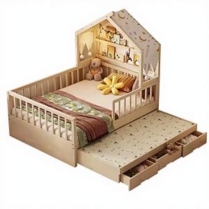 Juego de Muebles de Madera Contemporáneos <span class=keywords><strong>Montessori</strong></span> para Dormitorio Infantil, Diseño de Casa con Cajones, Individual/<span class=keywords><strong>Doble</strong></span>, Venta al por Mayor - Product Image 2