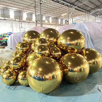 Boule miroir gonflable dorée réutilisable, grande décoration d'événement, ballon en PVC, ballon à bulles, boule disco pour fête, scène, spectacles de mariage