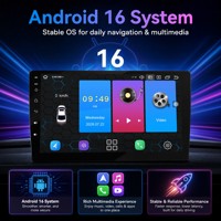 Lecteur multimédia universel pour voiture Android 16, 9 pouces, 3 Go, 32 Go, CarPlay sans fil, Android Auto avec 4G LTE et entrée caméra AHD 1080P
