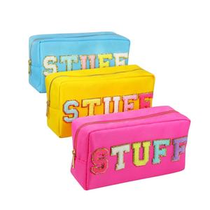 18 Colors Nylon Large Capacity Personalized Chenille Patches Women Girls Custom Travel Toiletry <b>Makeup</b> Cosmetic Bags & <b>Cases</b> - Product Image 6