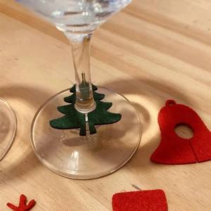 In Stock <b>Christmas</b> Wine Glass Ornaments Felt Stemed Accessories for Holiday Parties Tableware & Decorations - Product Image 1