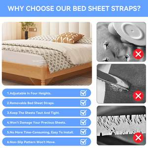 <b>Bed</b> Sheet Holder Upgraded Removable <b>Adjustable</b> Four Heights Easy Installation Fits Mattresses Corner Fitted Sheet Holders - Product Image 3