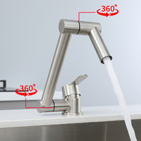 Robinet de cuisine pliable gris anthracite en gros, rotation à 720 degrés, mitigeur d'évier chaud et froid en SUS304