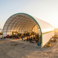 Tente industrielle - Bâtiment d'entrepôt à ossature métallique galvanisée, ignifuge et à travée libre, de grande résistance