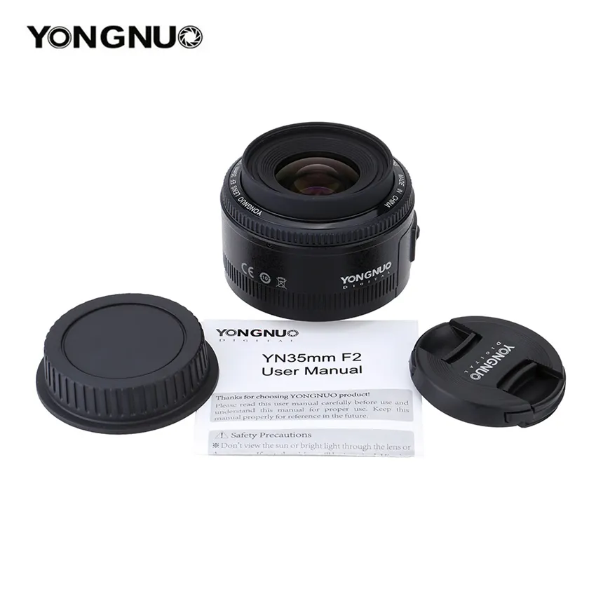 YONGNUO YN35mm F2 เลนส์ 1:2 AF/MF มุมกว้างคงที่/Prime เลนส์โฟกัสอัตโนมัติสําหรับ Canon EF Mount EOS กล้อง Nikon