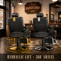 Fauteuil de Barbier Doré en Cuir PU, Inclinable Hydraulique, Design Européen Moderne, pour Salons de Beauté et Équipements de Tatouage