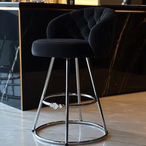 Meubles de villa minimaliste personnalisés en usine Tabouret de bar noir nordique rembourré - Product Image 4