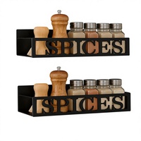 Lot de 2 étagères à épices rectangulaires à double niveau en métal magnétique non pliable pour réfrigérateur, rangement de réfrigérateur, accessoires de cuisine (noir)