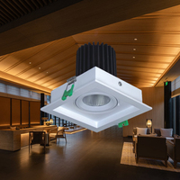 Downlight LED 12W blanc, corps en aluminium moulé, spot carré orientable, variateur d'intensité, luminaire commercial