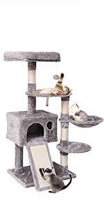 <span class=keywords><strong>Arbre</strong></span> à <span class=keywords><strong>chat</strong></span> XXL pour chats géants avec griffoir, hamac en métal, 3 perchoirs, 7 poteaux en sisal, <span class=keywords><strong>2</strong></span> grands condos, panier suspendu - Product Image 4