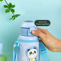 Botol air temperatur digital anak-anak, termos dinding ganda, terisolasi vakum, kartun, 316 stainless steel 500ml