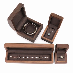 Cajas de Joyería de Madera de Alta Calidad, Caja de Joyería de Nogal de Doble Color, Caja de Joyería Simple con Ángulo Recto y Arco, Suministro de Fábrica - Product Image 3