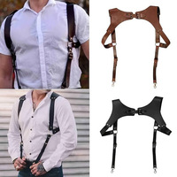 Arnés de Pecho de Cuero PU Resistente al Agua con Tirantes Ajustables, Correas de Hombro y Brazos, Cinturón Negro SM Sexy y Divertido Estilo Punk