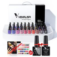 Ensemble VIP Venalisa de 60 couleurs de vernis gel, prix d'usine, marque privée, ensemble de vernis gel pour salon, base coat, top coat, livre de couleurs