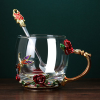 Ensemble de tasses en verre émaillé - Luxe léger - Résistant à la chaleur - Cadeau pour femme pour le café, le thé et le petit-déjeuner