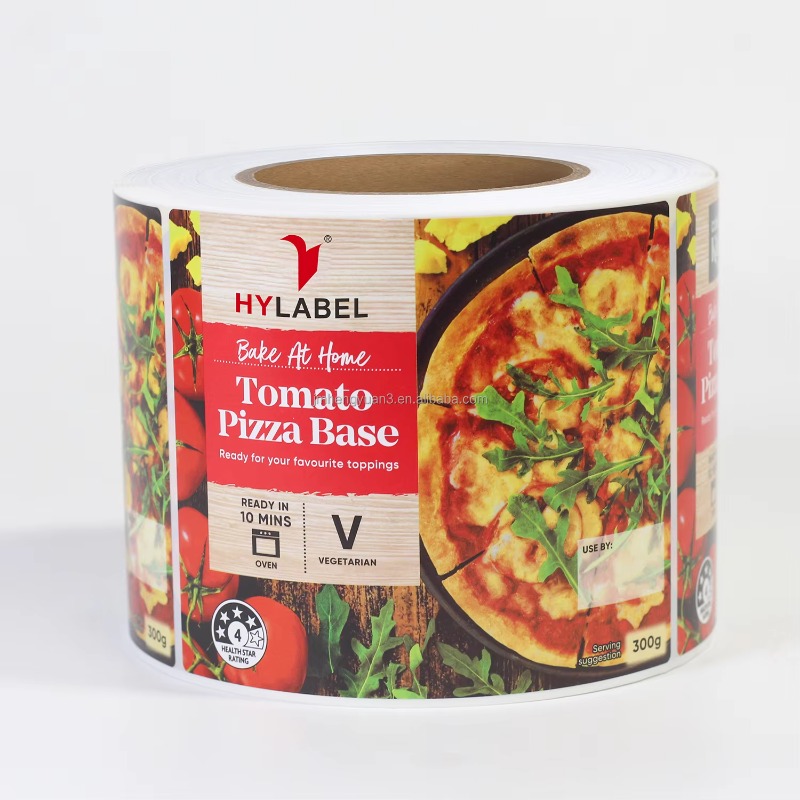 Custom Logo Printed Self-Adhesive Synthetic PP Paper Label Pizza Food Delivery Sticker for Packaging