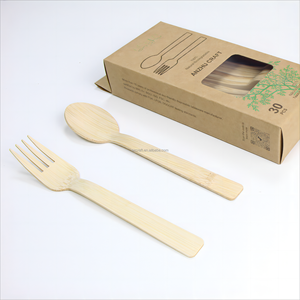 أواني من الخيرزان صديقة للبيئة بشعار مخصص طقم أدوات مائدة للسفر محمول خالي من النفايات طقم أدوات مائدة خارجية - Product Image 2