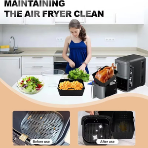 Panier XL réutilisable pour friteuse à air, doublures en silicone pour plateau de cuisson 20x14x8cm, compatible four et lave-vaisselle, écologique pour Ninja SL400 SL401 - Product Image 4