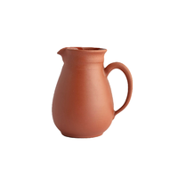 Pichet à eau classique en terre cuite marron fait main de 1 litre avec couvercle, en argile naturelle rafraîchissante, pour la maison, les restaurants, les hôtels, avec logo personnalisé, motif tribal