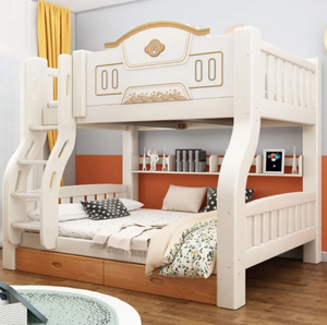 Letto a Castello Doppio per Bambini in Legno Massello Rinforzato, Letto Alto-Basso Multifunzionale per Camera da Letto, Design Moderno con Spazio di Archiviazione - Product Image 6