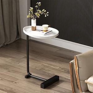 Table d'appoint en faux marbre, petite table basse, base en métal doré, style minimaliste, table d'appoint pour salon - Product Image 2