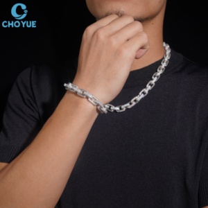 Collar de Moissanita, Plata 925, Bañado en Rodio, Corte Brillante Redondo, Engaste Pavé, Cadena de Eslabones, Unisex, Lujo, Certificado GRA - Product Image 5