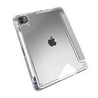Étui en cuir à rabat trifold avec support pour stylet et coque arrière transparente en PC pour tablette Apple iPad Air 11 pouces 2026/iPad Pro 11 2025/iPad 12e génération