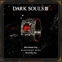 Starforged Dark Souls III Bague en verre de pierre naturelle 'Blood-Burning' Unisexe pour couples, Merchandising de jeu
