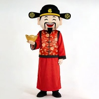 QUTENG Nouvelle Arrivée Costume de Mascotte Artisanale en Coton Unisexe du Dieu de la Richesse pour Fêtes et Événements