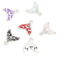 Pendentif queue de sirène émaillée mouchetée en alliage doré, motif aileron de baleine, pour décoration de mariage sur le thème de l'océan et de la plage