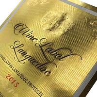 Etiqueta de vino tinto con relieve metálico, pegatina de botella de vidrio, Whisky, Vodka, lámina dorada
