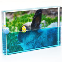 Cadre photo liquide en acrylique pour la fête de Pâques, 4*6 pouces, avec lapin, œuf, eau bleue, aqua, flotteurs personnalisés, souvenir de vacances, décoration