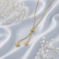 Collier lariat tendance, chaîne à maillons, pendentif en acier inoxydable plaqué or 18 carats, bijoux de fiançailles pour femmes
