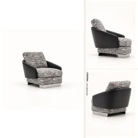 Fauteuil d'appoint moderne en tissu et similicuir avec accoudoirs noirs pour salon et hall d'hôtel
