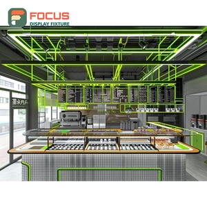 Mostrador de Servicio Contemporáneo para Cafetería con Frente de Vidrio Templado, Área de Exhibición de Accesorios, Mostrador de Caja para Cafetería - Product Image 6